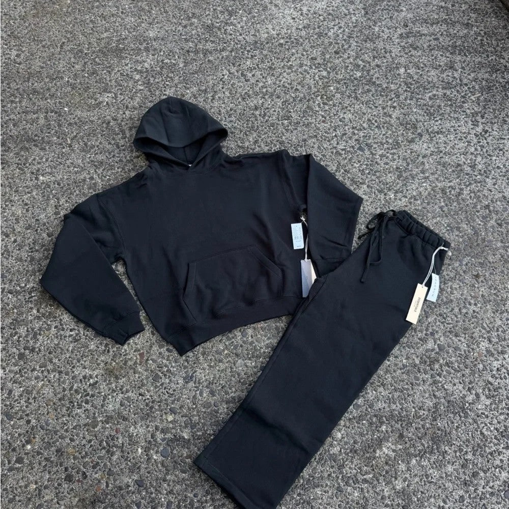 black hoodie and sweats set